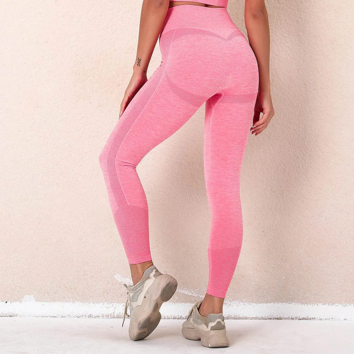 046 Long Sleeve Crop Top & Peach Shape  Fitness  Workout Leggings