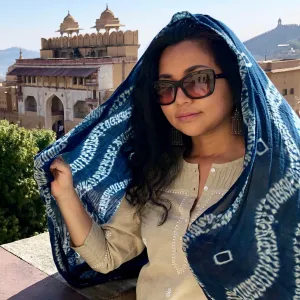 100% Organic Cotton Shibori Scarf - Blue Waves