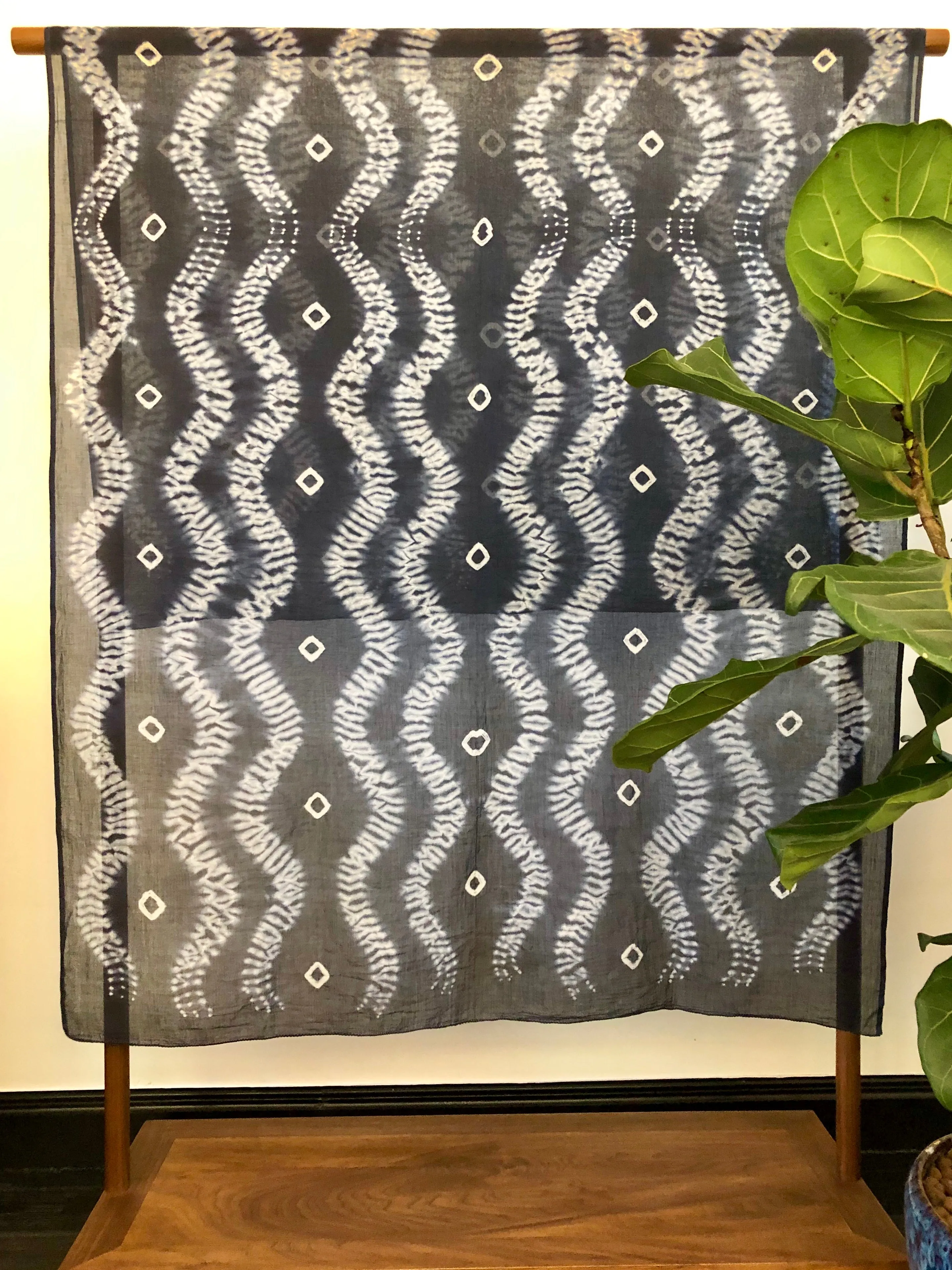 100% Organic Cotton Shibori Scarf - Blue Waves