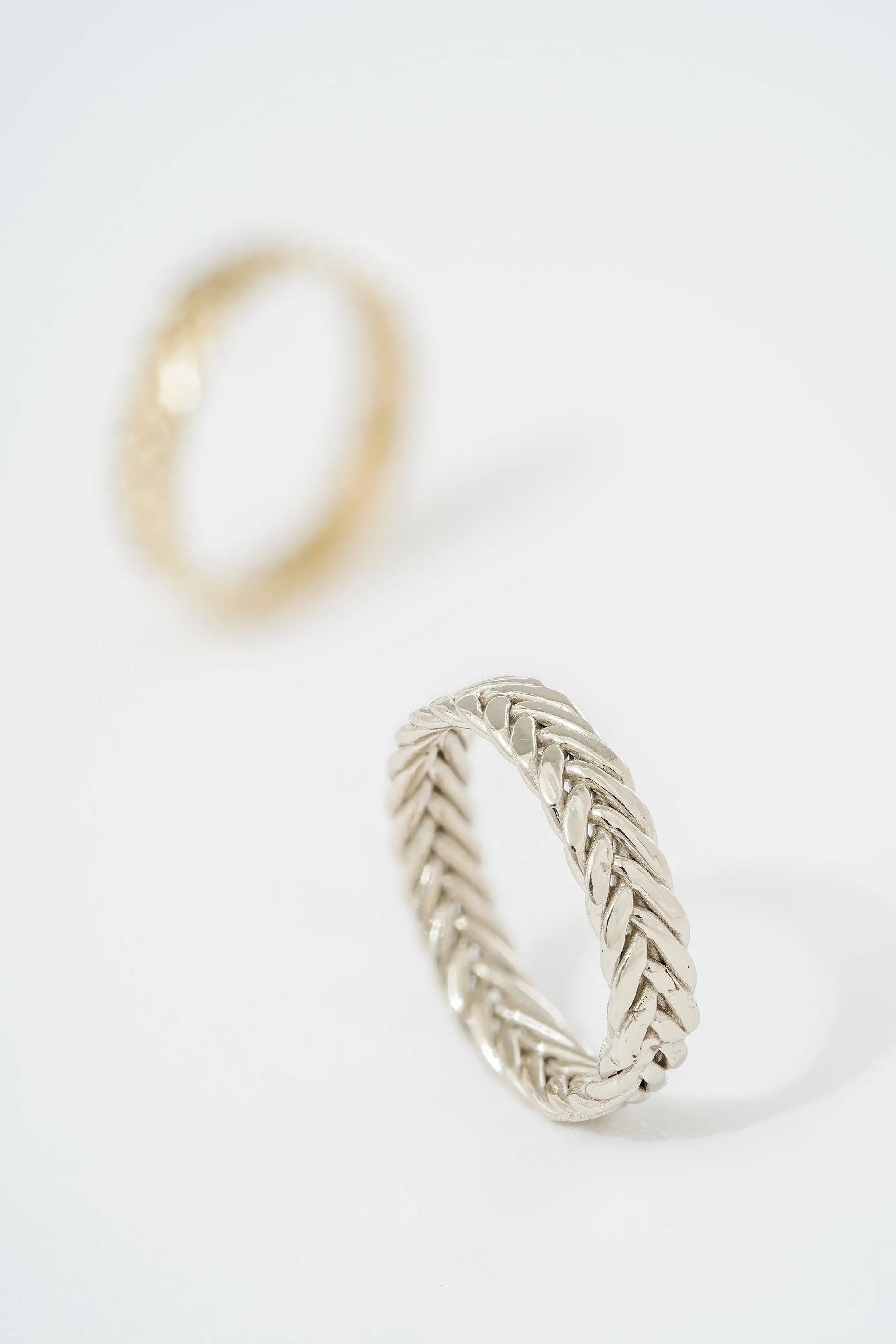 14K GOLD HERRINGBONE BRAIDED BAND SAMPLES