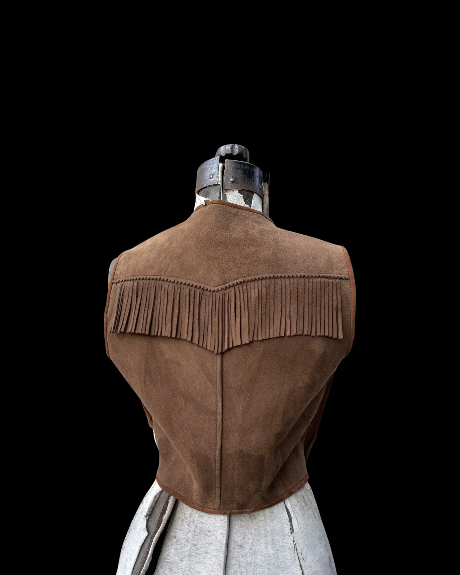 1940s Pony Hair Hair on Hide Suede Fringe Western Vest Rare