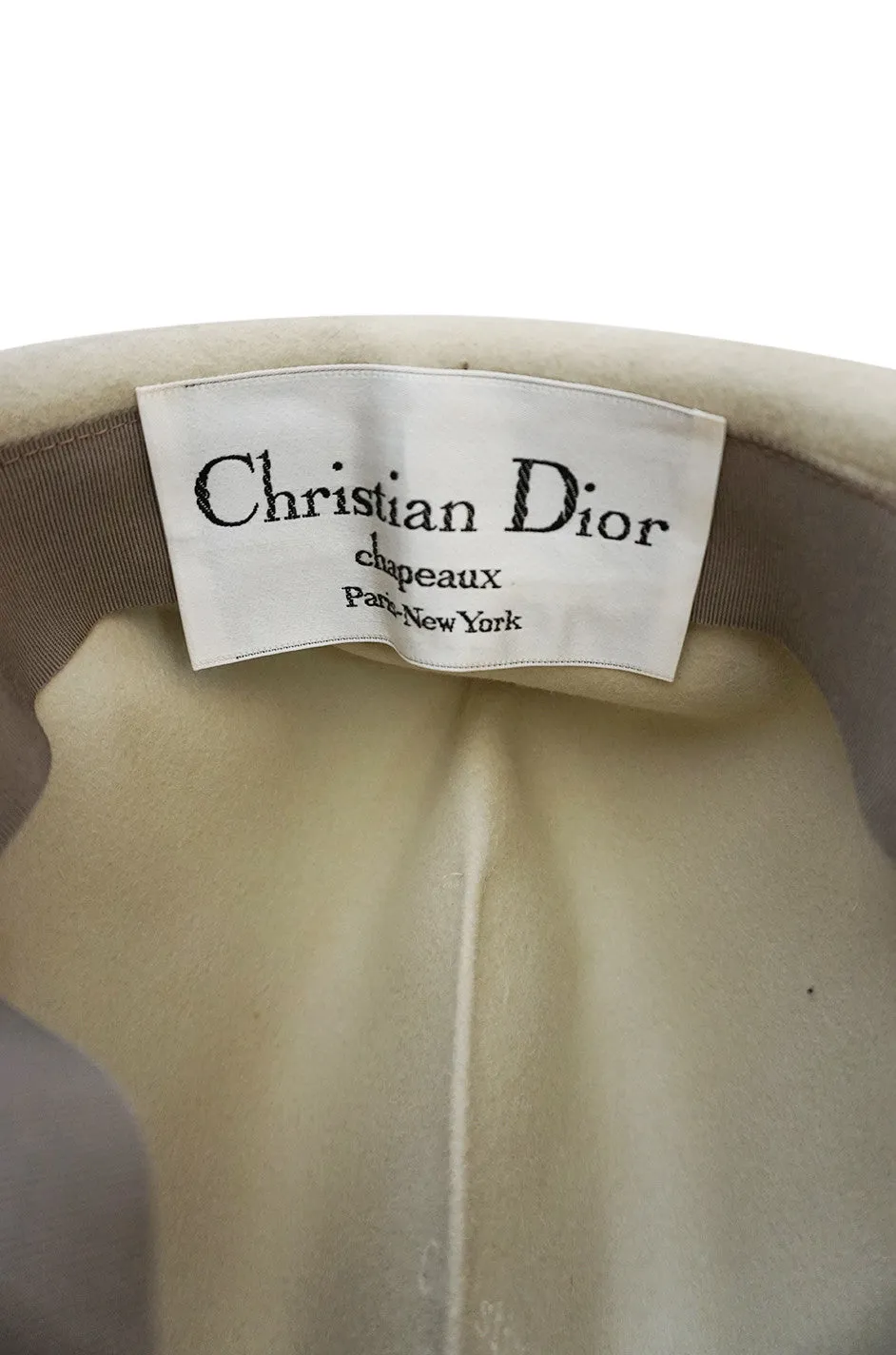 1960s Chic Taupe and Cream Christian Dior Fedora Hat