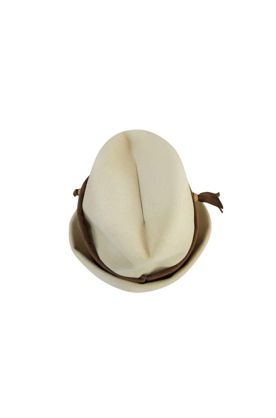 1960s Chic Taupe and Cream Christian Dior Fedora Hat