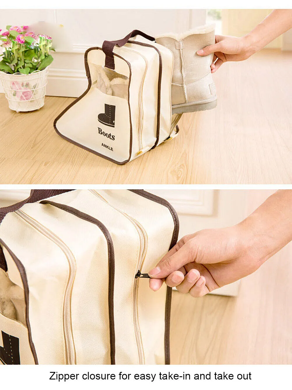 2 Pack Dust-proof Non-woven Portable Tall Boots Storage/Protector Bag Cover Case