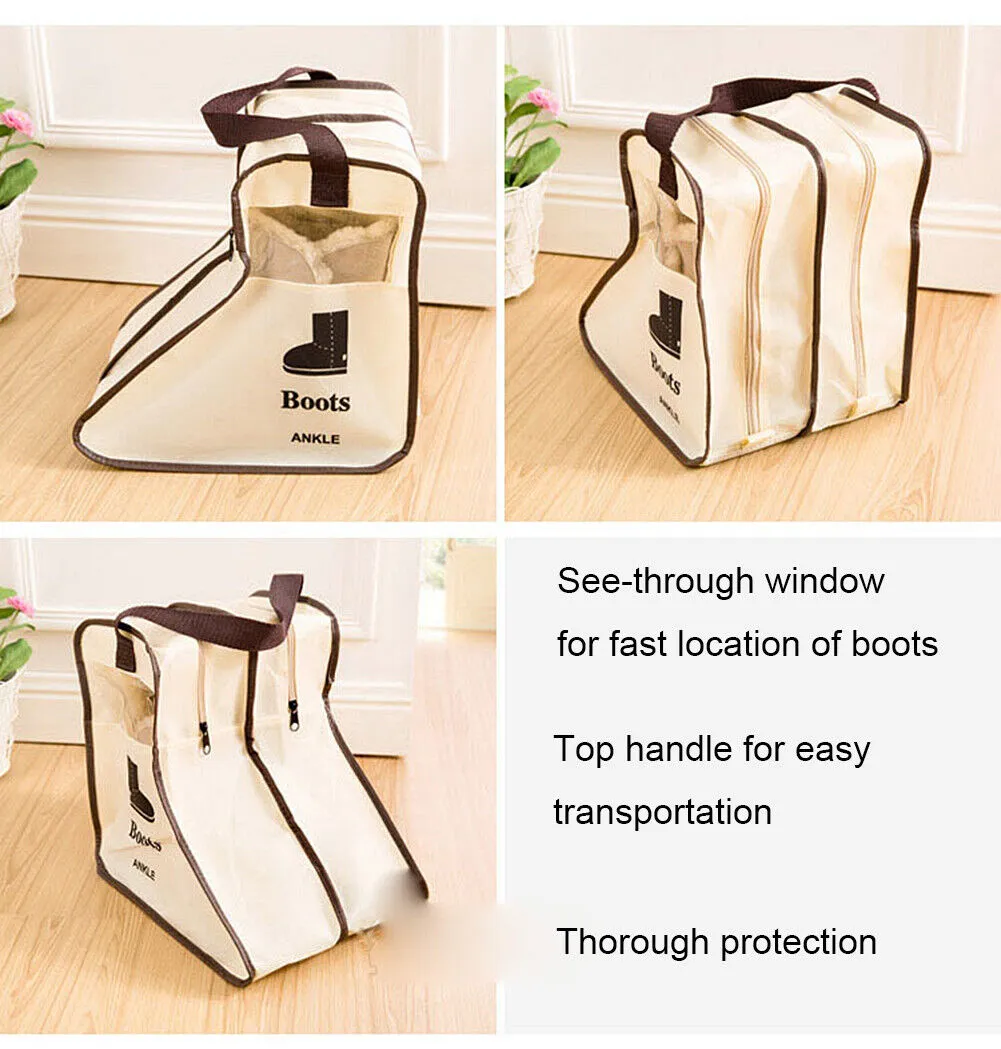 2 Pack Dust-proof Non-woven Portable Tall Boots Storage/Protector Bag Cover Case