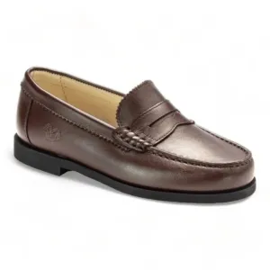 2525 - Brown Leather Girls School Loafer