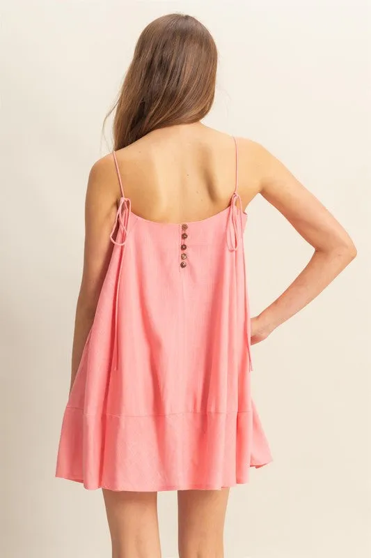 A-Line Flowy Mini Cami Dress with Pockets – Casual & Chic Spaghetti Strap Dress with Functional Pockets for a Relaxed Summer Look