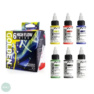 Acrylic Paint Set- Golden HIGH FLOW - 6 x 30ml Bottles ASSORTED
