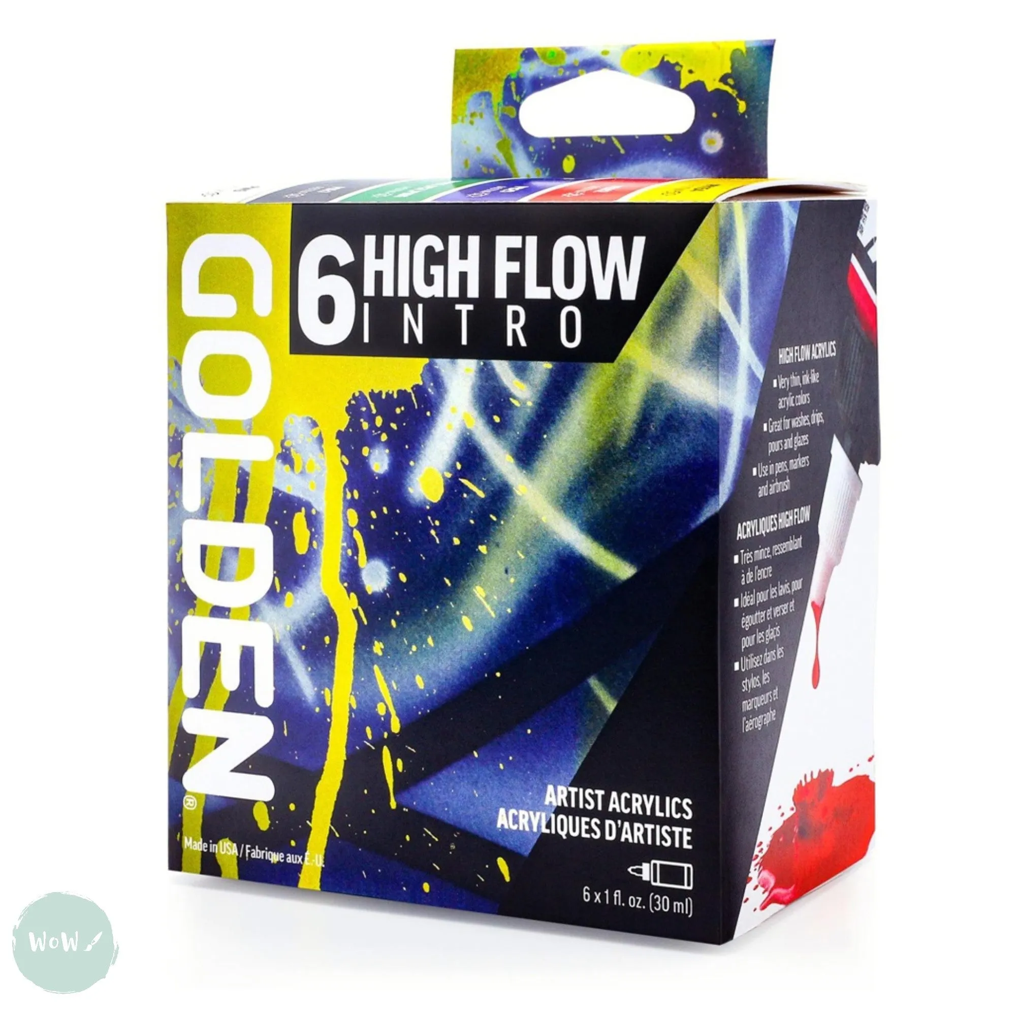 Acrylic Paint Set- Golden HIGH FLOW - 6 x 30ml Bottles ASSORTED
