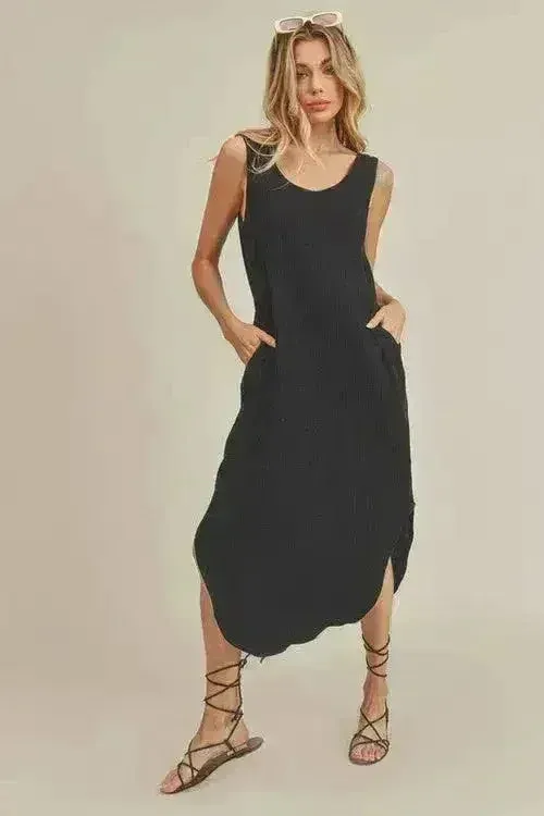 Aemi   Co Cotton Midi Dress – Pockets & Breathable Comfort