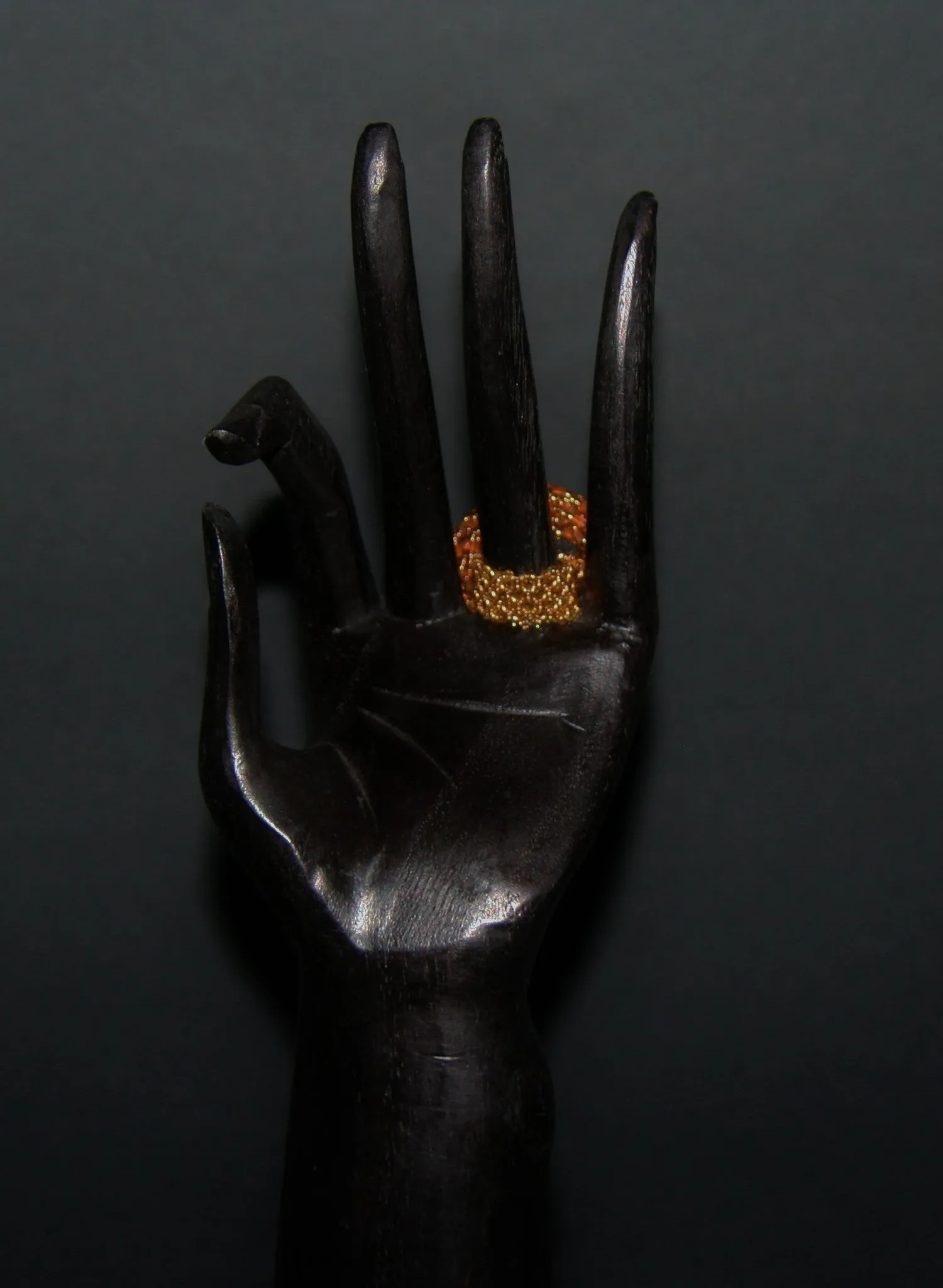 African Beaded Rose Ring Gold Copper 26