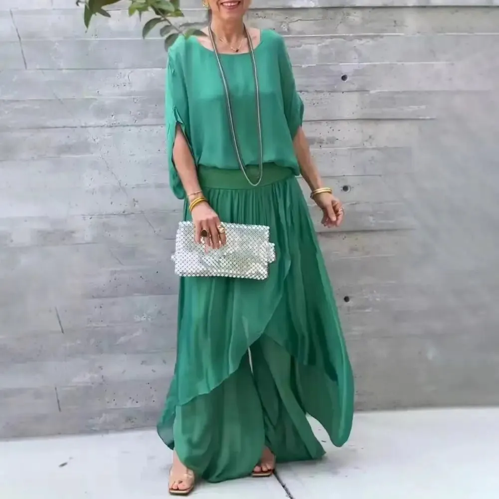 Airelle Two-Piece | 2-Piece Women’s Chiffon Top & Wide-Leg Pants Set