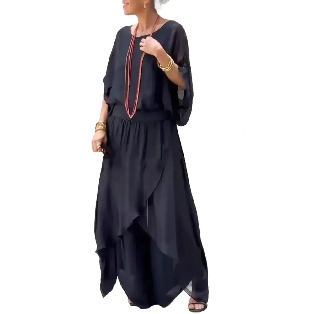 Airelle Two-Piece | 2-Piece Women’s Chiffon Top & Wide-Leg Pants Set
