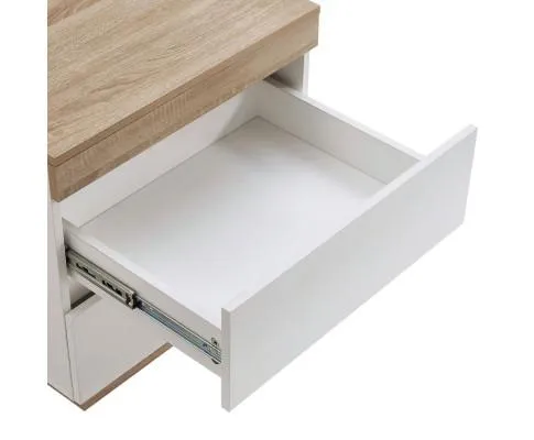 Ashley Coastal White Wooden Bedside Table with Drawers Cabinet
