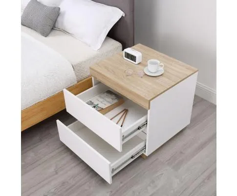 Ashley Coastal White Wooden Bedside Table with Drawers Cabinet