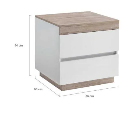 Ashley Coastal White Wooden Bedside Table with Drawers Cabinet