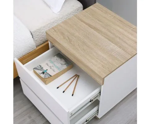 Ashley Coastal White Wooden Bedside Table with Drawers Cabinet