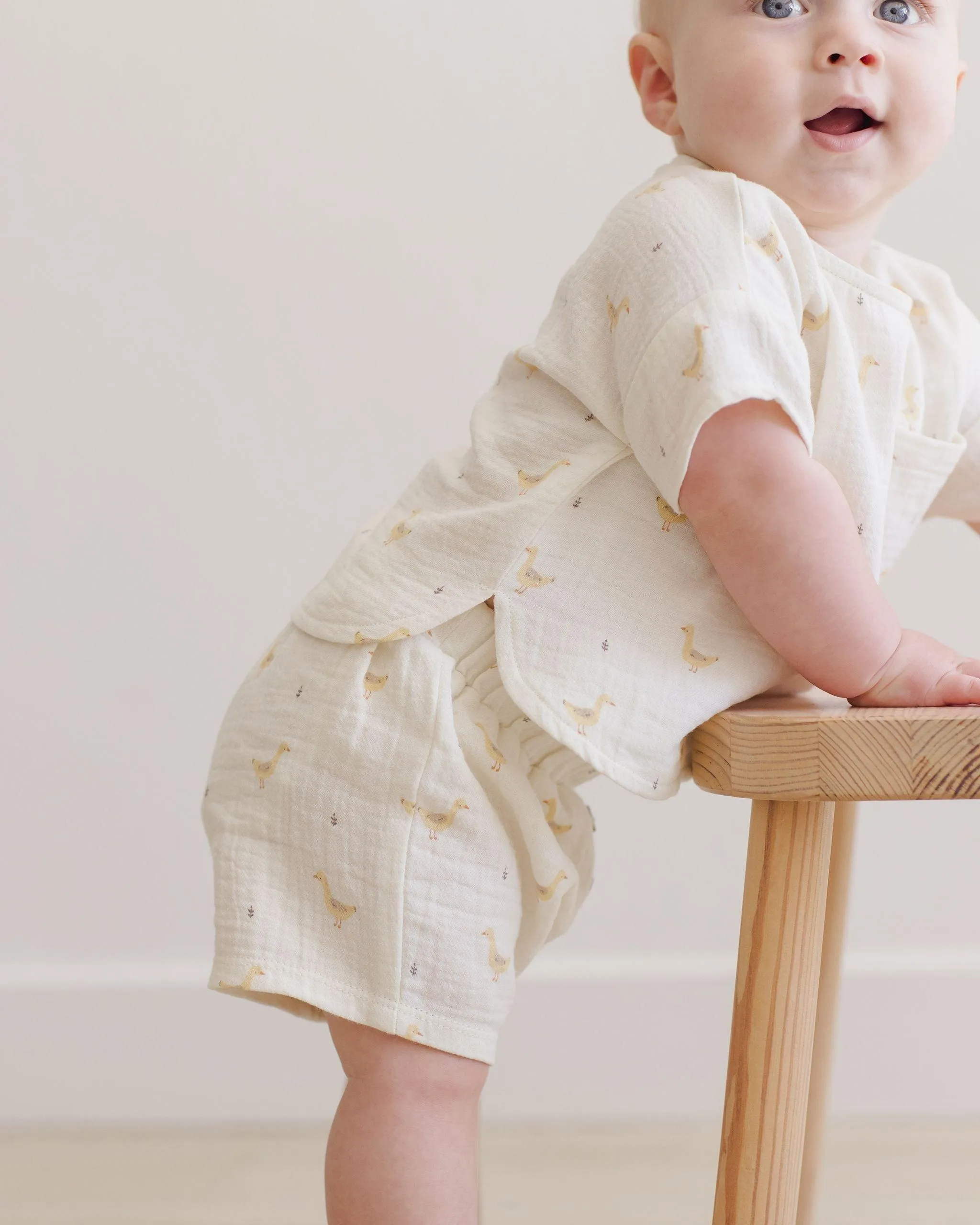 Baby Boy Sets| Woven Boxy Top and Short Set- Geese | Quincy Mae