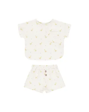Baby Boy Sets| Woven Boxy Top and Short Set- Geese | Quincy Mae
