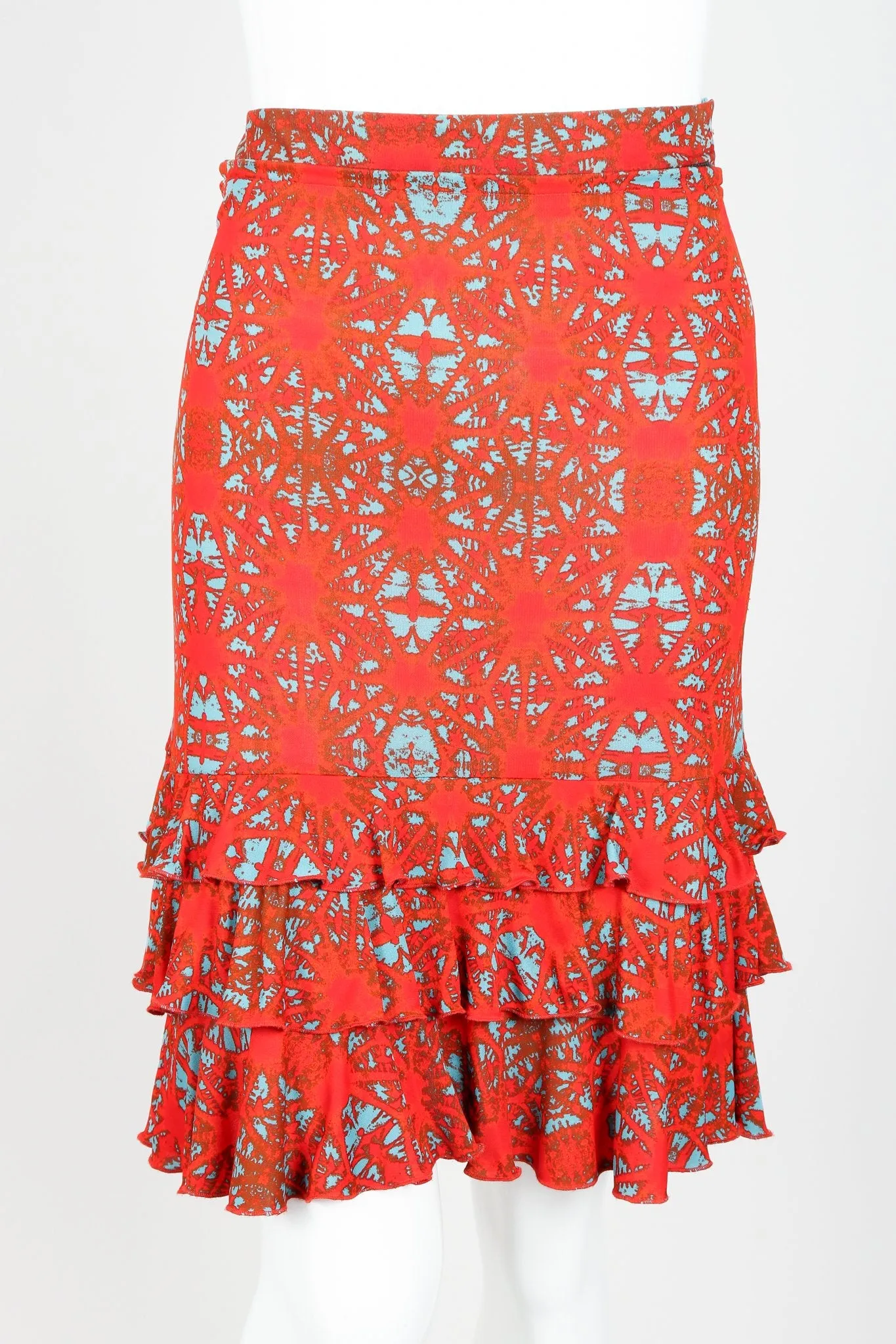 Belted Ruffle Print Skirt