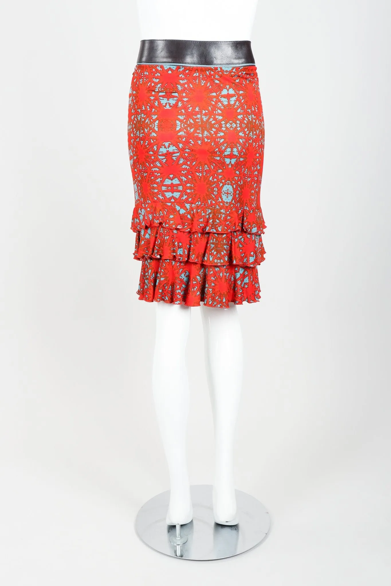 Belted Ruffle Print Skirt