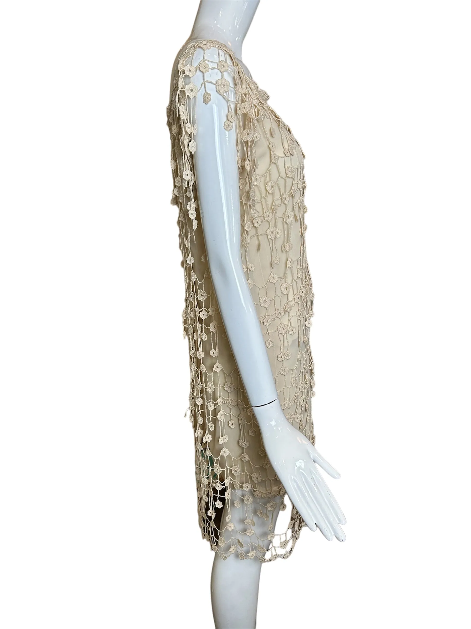 Biagotti Ditsy Cream Crochet Lace Dress