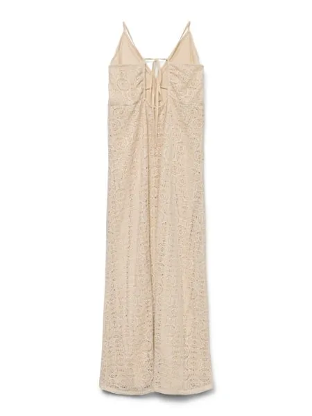 Birch Sleeveless Dress: Classy Vero - Cream Long Moda - Recycled Crochet Anniversary sale MAYA