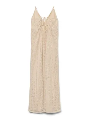 Birch Sleeveless Dress: Classy Vero - Cream Long Moda - Recycled Crochet Anniversary sale MAYA