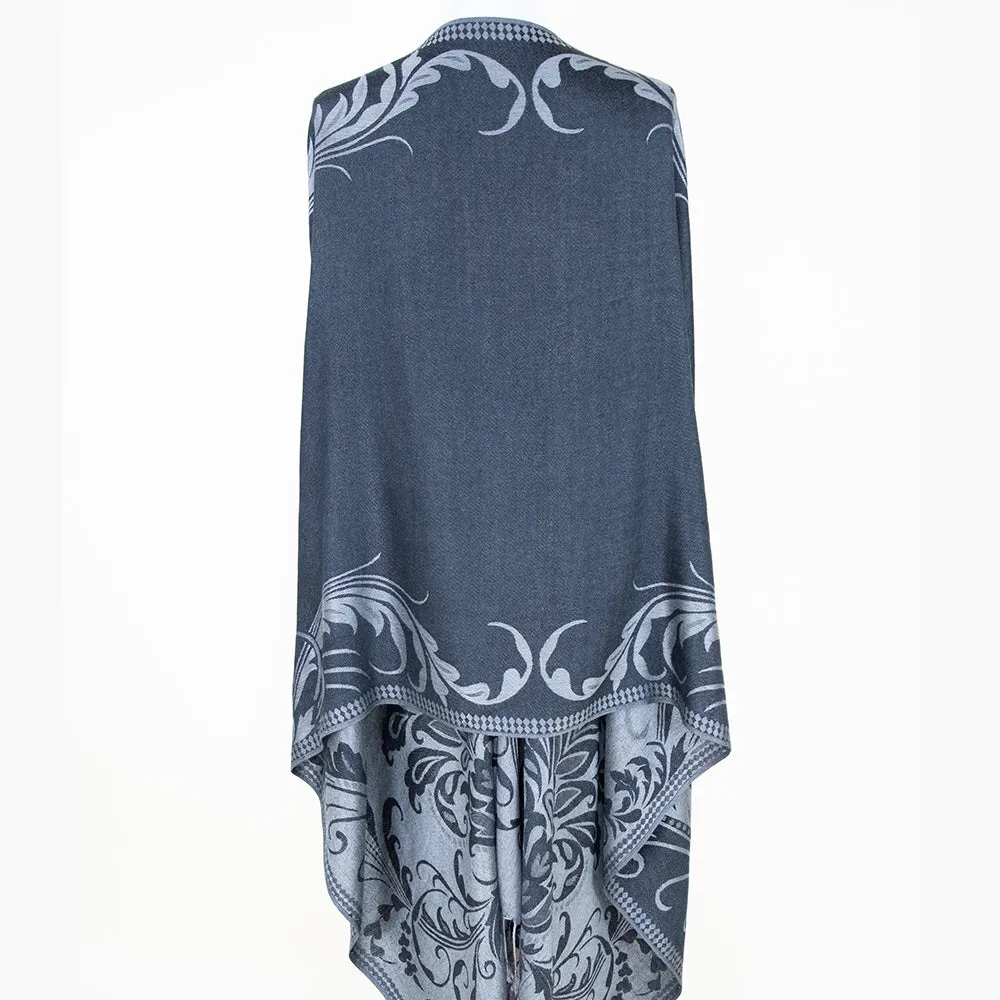 Black Floral Pashmina
