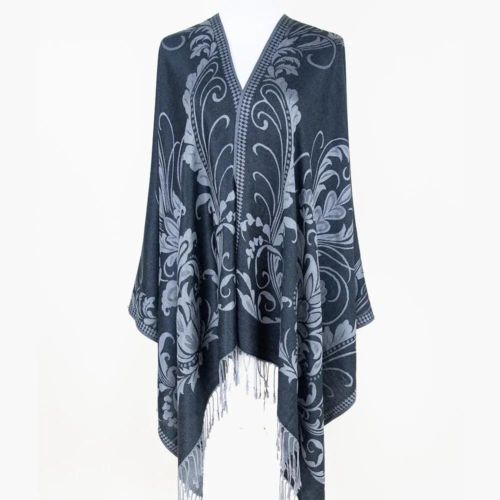 Black Floral Pashmina