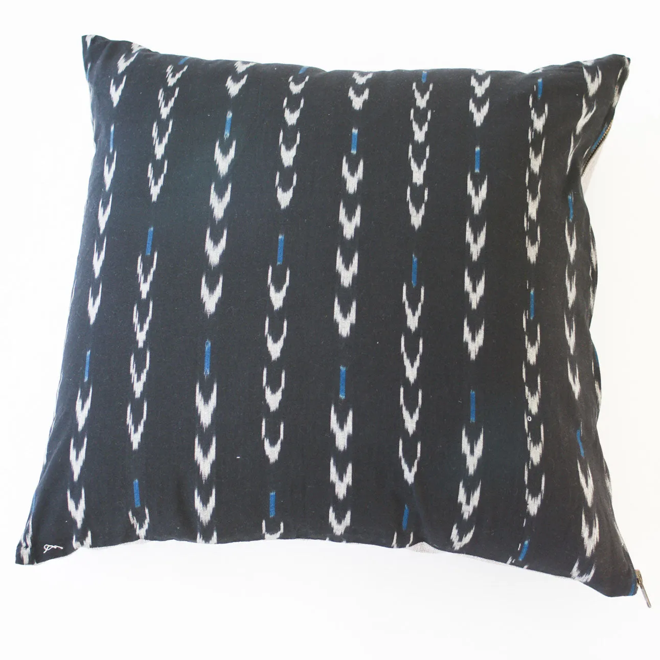 Black N Blue V Dash Ikat Pillow 20 x 20 Square