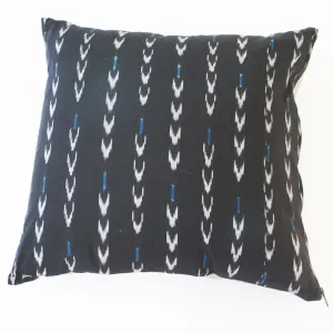 Black N Blue V Dash Ikat Pillow 20 x 20 Square
