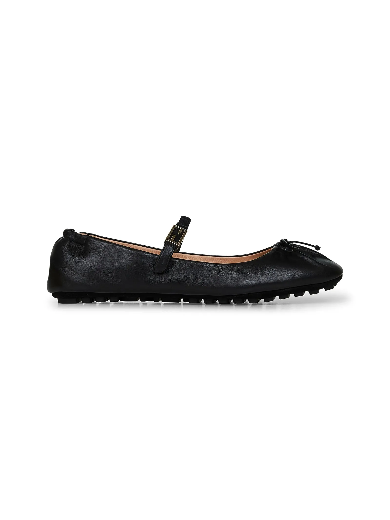 Black nappa leather Baguette ballet flats