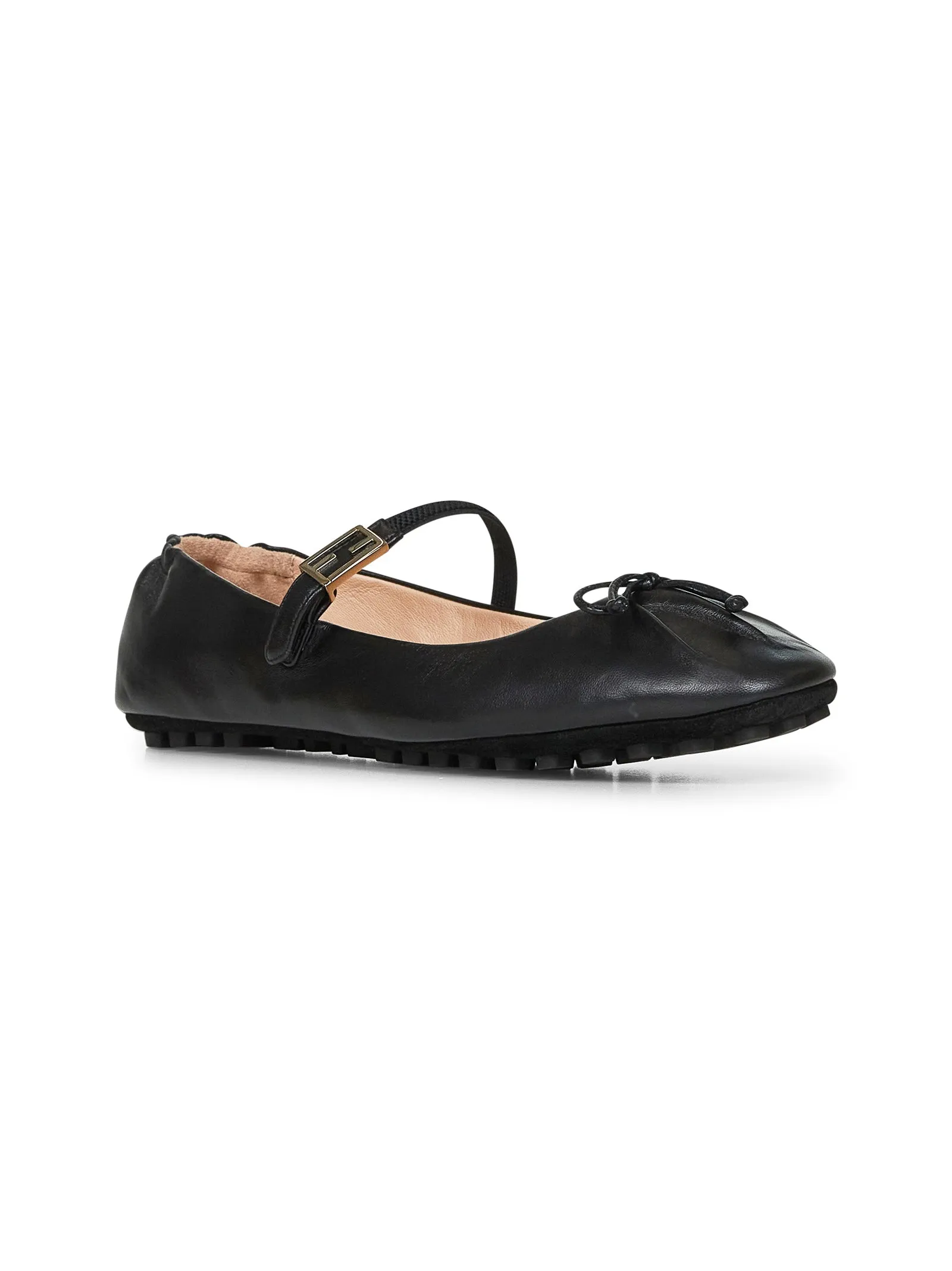 Black nappa leather Baguette ballet flats