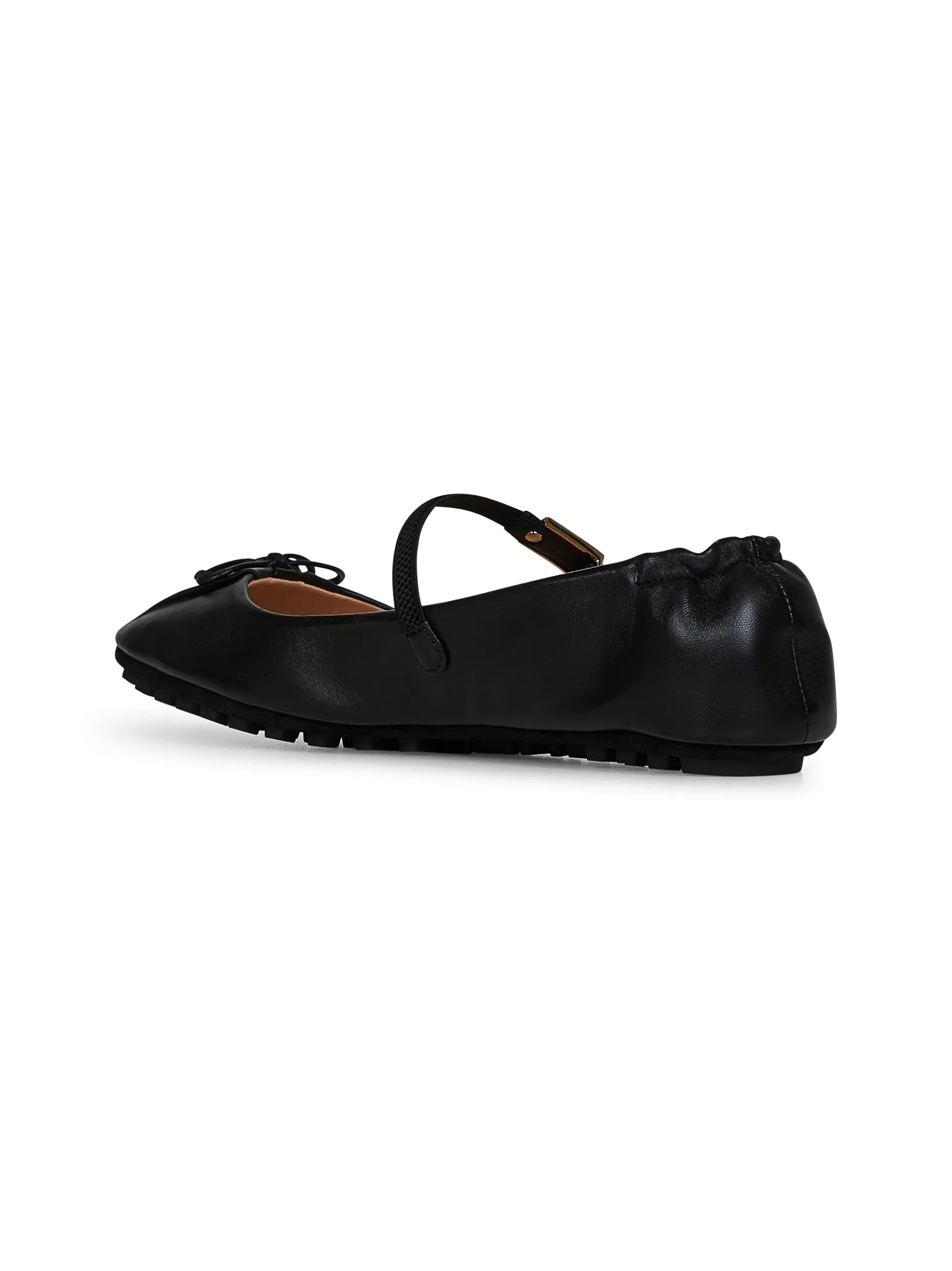 Black nappa leather Baguette ballet flats