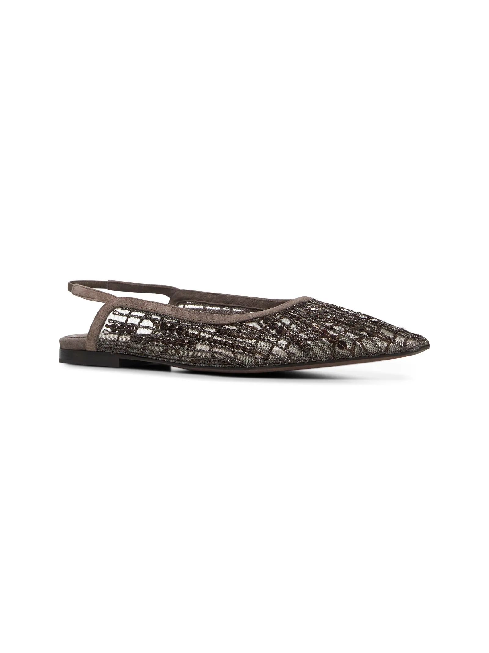 Brown Glistening Abstract Embroidery open flats