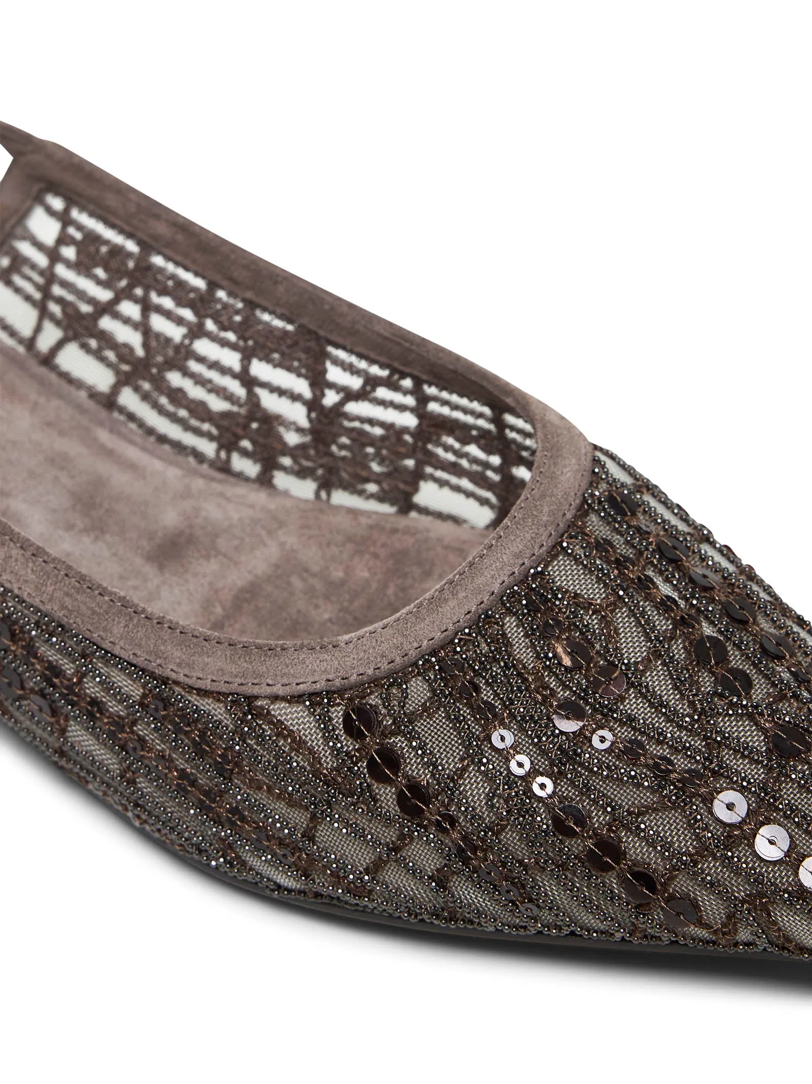 Brown Glistening Abstract Embroidery open flats
