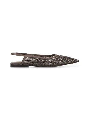 Brown Glistening Abstract Embroidery open flats