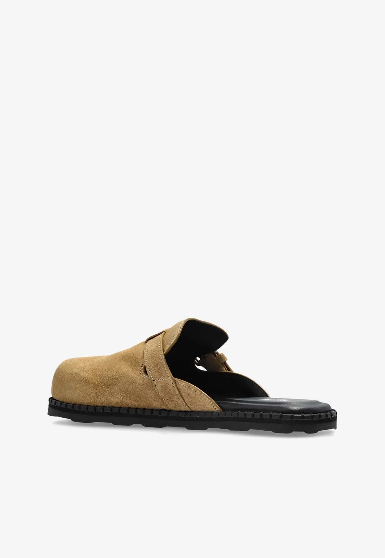 Buckle Suede Flat Mules