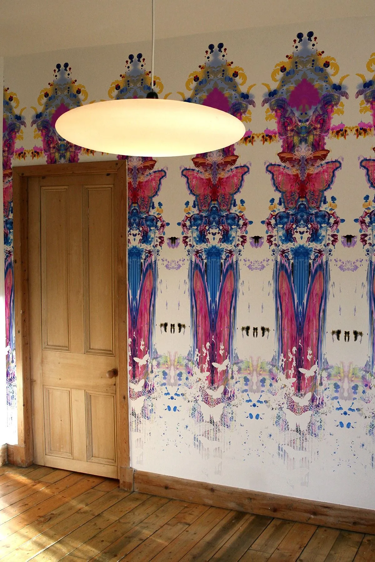 butterfly totem damask wallpaper