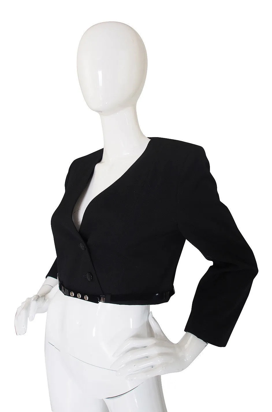 c2000 Chic Little Black Cropped Chanel Jacket & Belt