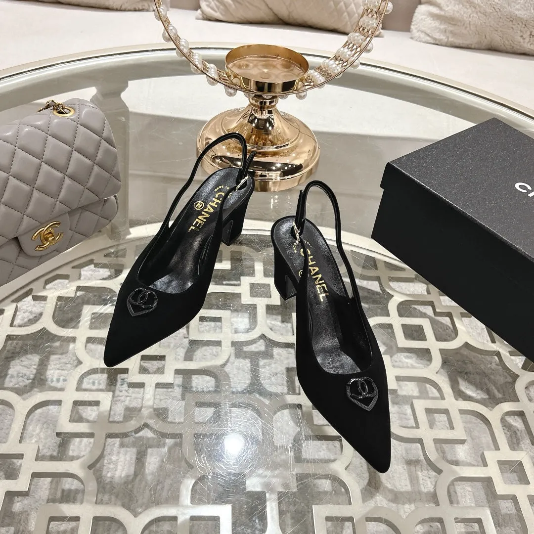 CC 25C Slingback Flats Black Suede 213333