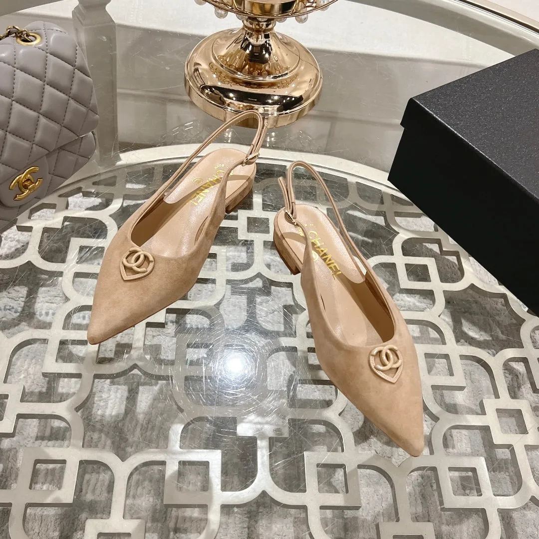 CC 25C Slingback Flats Cream Suede 213331