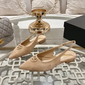 CC 25C Slingback Flats Cream Suede 213331