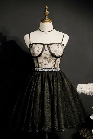 Chic Lace Spaghetti Straps Tulle Short Homecoming Dresses
