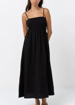 Classic Shirred Midi Dress