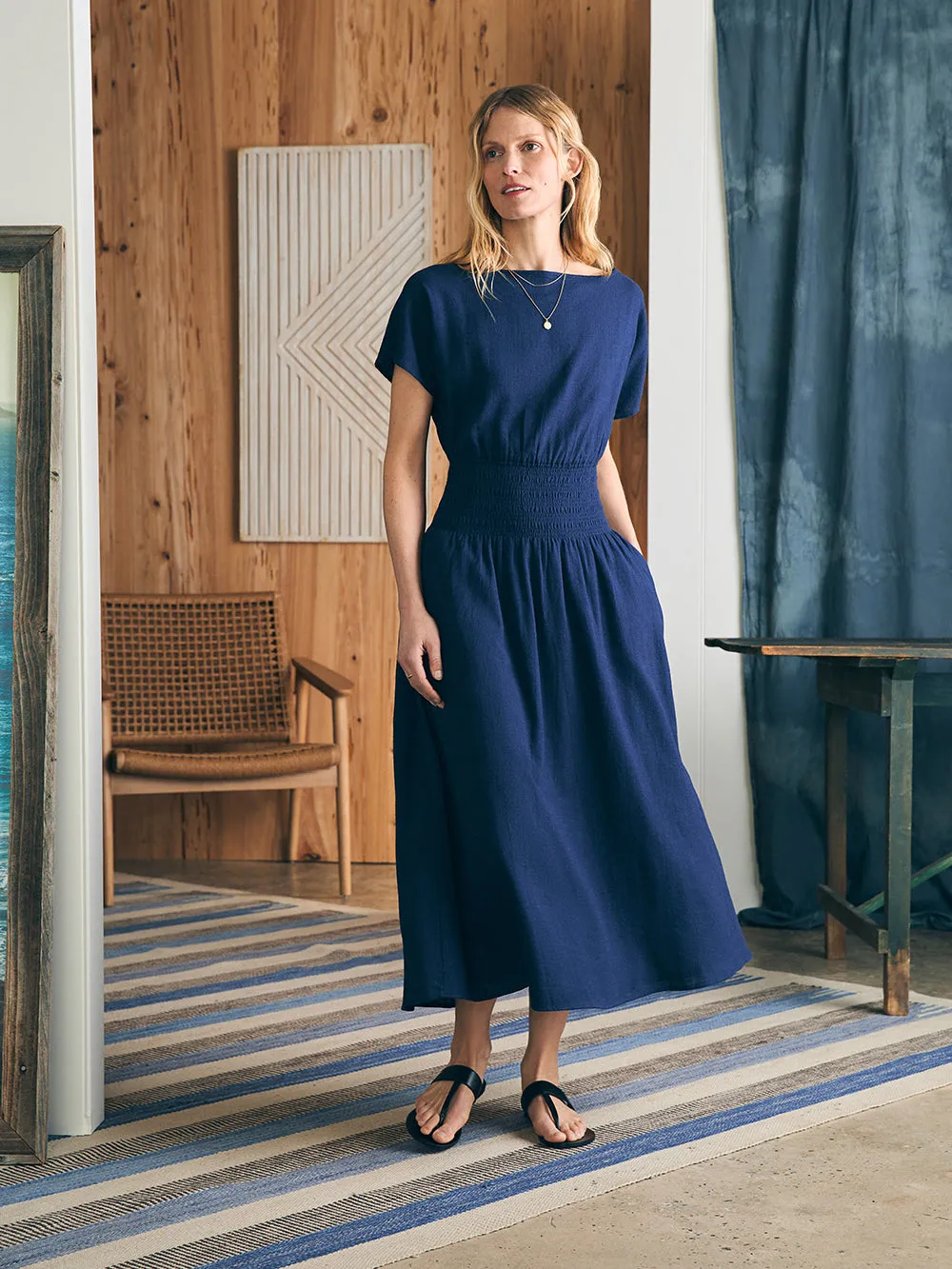 Coast To Coast Midi Dress - Navy