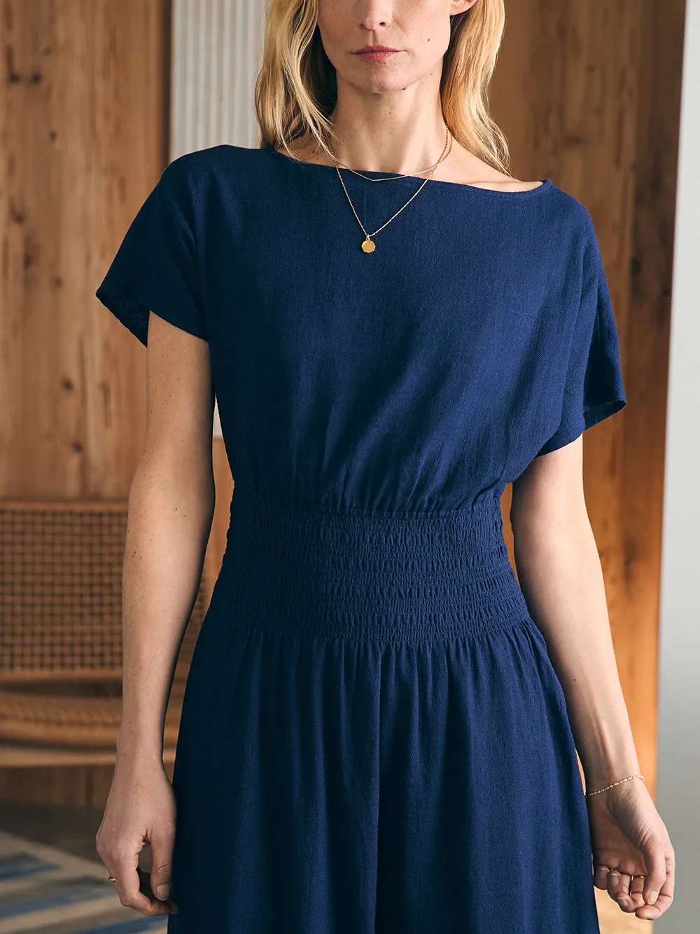 Coast To Coast Midi Dress - Navy