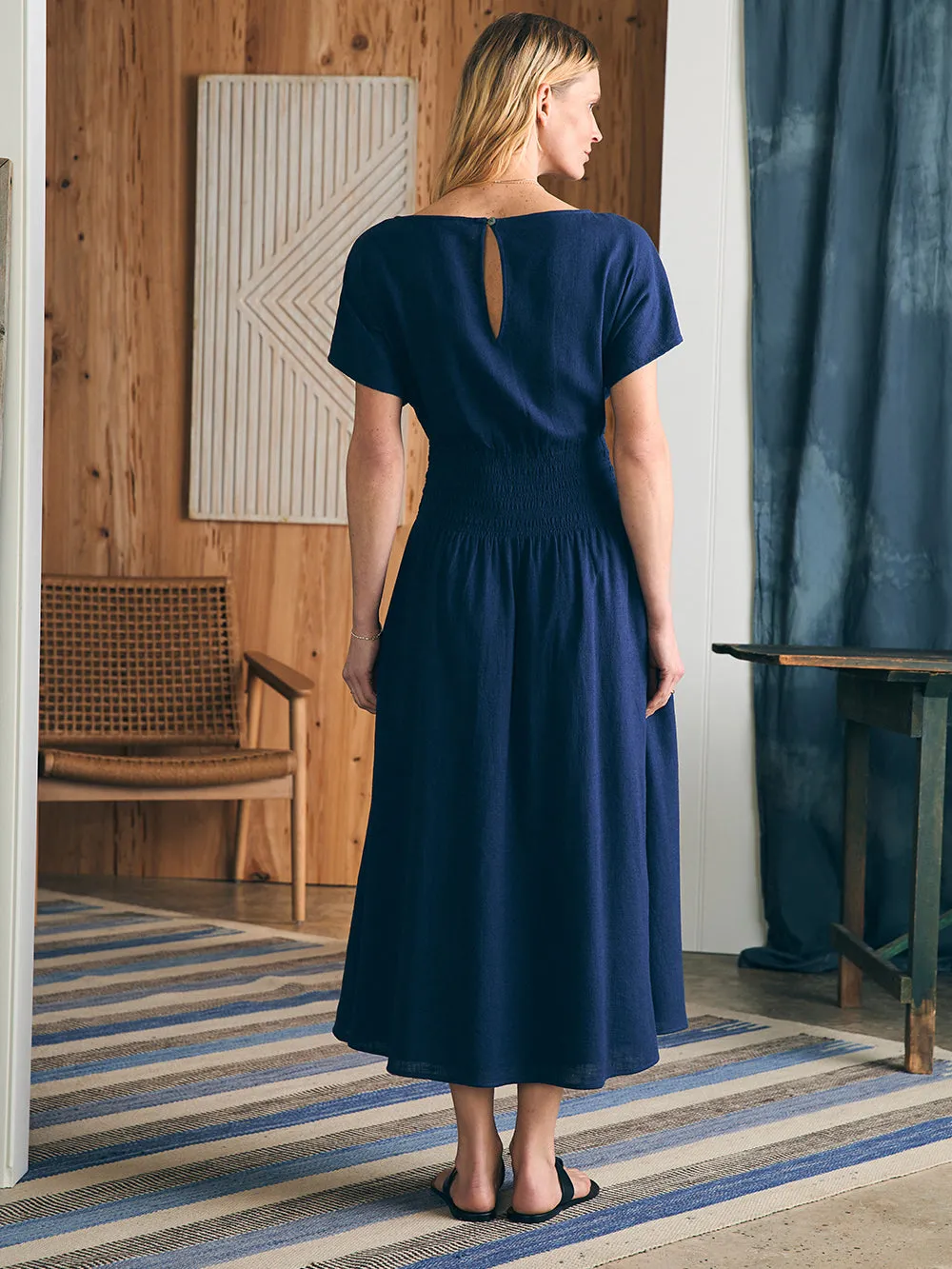 Coast To Coast Midi Dress - Navy