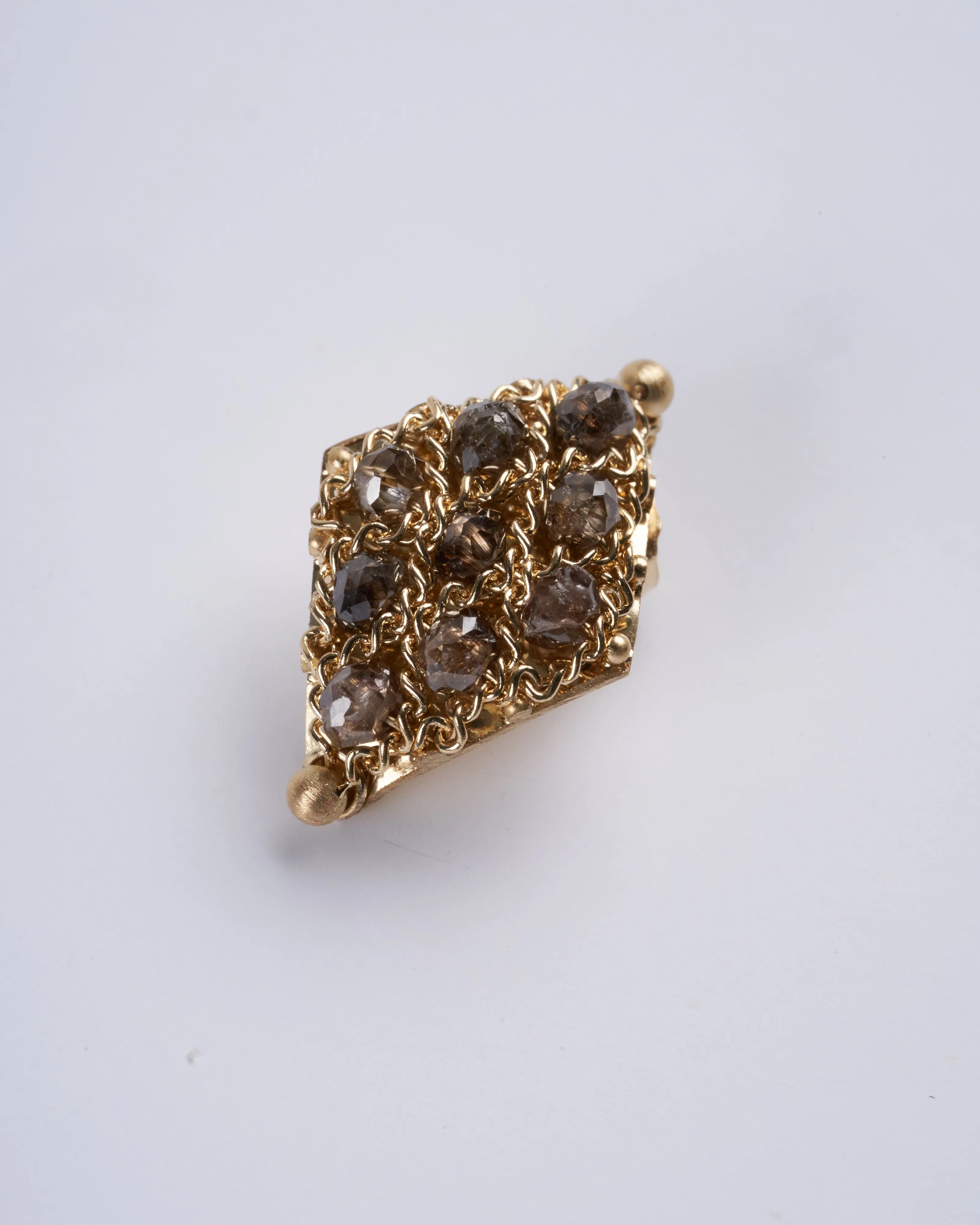 cognac diamond woven stud earrings